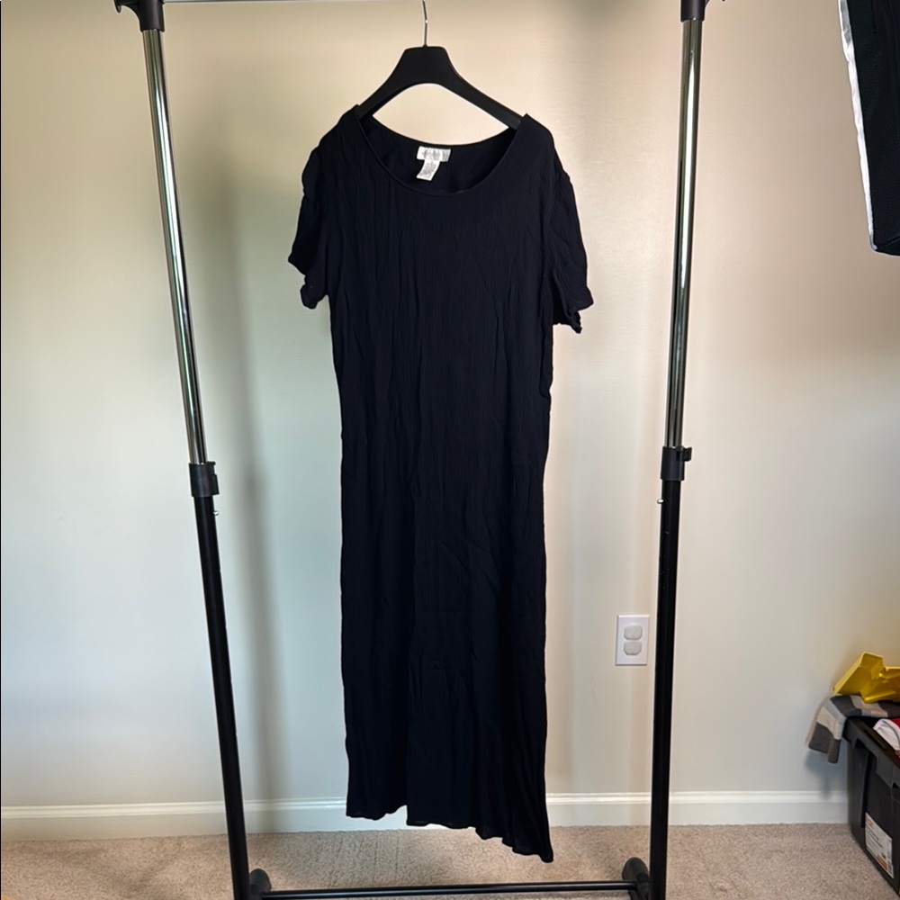 Elegant Black Vintage Midi Dress